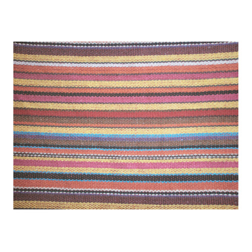 Traditional WOVEN STRIPES FABRIC - colored Cotton Linen Tablecloth 52"x 70"