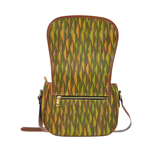 Autumn Gold and Green Triangle Peaks Saddle Bag/Small (Model 1649) Full Customization