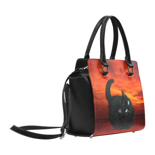 Cat and Red Sky Classic Shoulder Handbag (Model 1653)