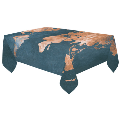 world map Cotton Linen Tablecloth 60"x 104"
