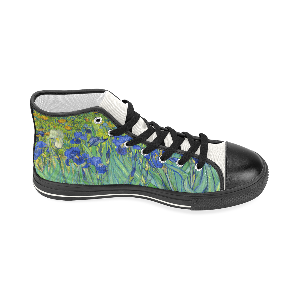 Van Gogh Irises Fine Floral Art Women's Classic High Top Canvas Shoes (Model 017)