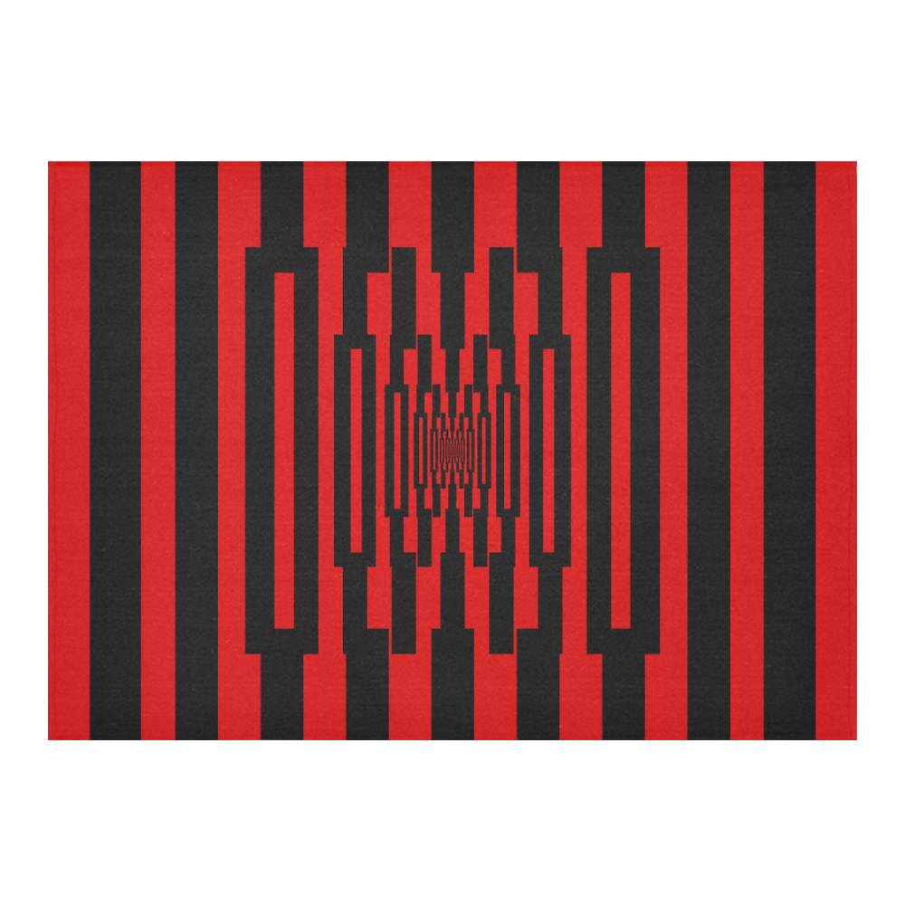 Graphical Stripes Black Cotton Linen Tablecloth 60"x 84"