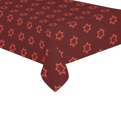 many stars red Cotton Linen Tablecloth 60"x120"