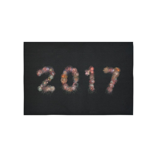 New Year Fireworks 2017 Cotton Linen Wall Tapestry 60"x 40"