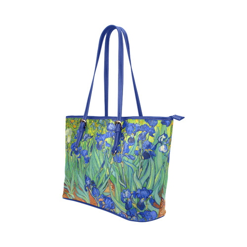 Van Gogh Irises Fine Floral Art Leather Tote Bag/Large (Model 1651)
