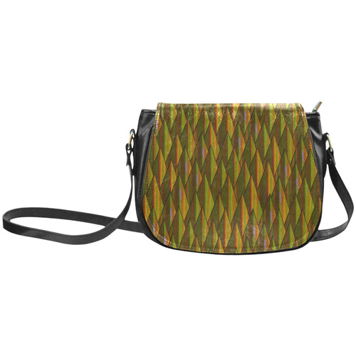 Autumn Gold and Green Triangle Peaks Classic Saddle Bag/Large (Model 1648)