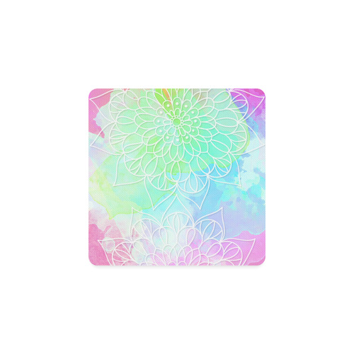 Beautiful Pastel Watercolor Mandala Square Coaster