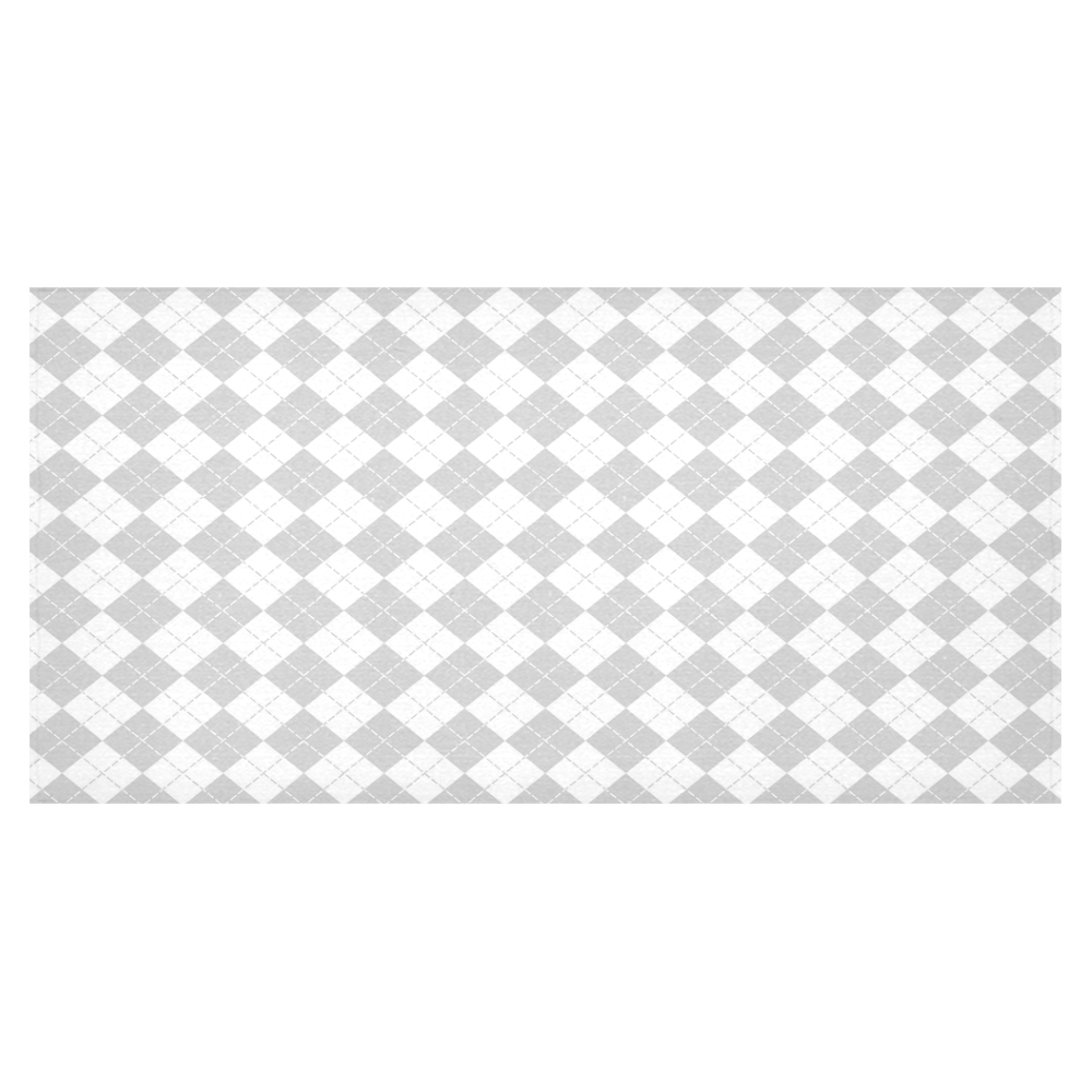White and Grey Harlequin Tablecloth Cotton Linen Tablecloth 60"x120"