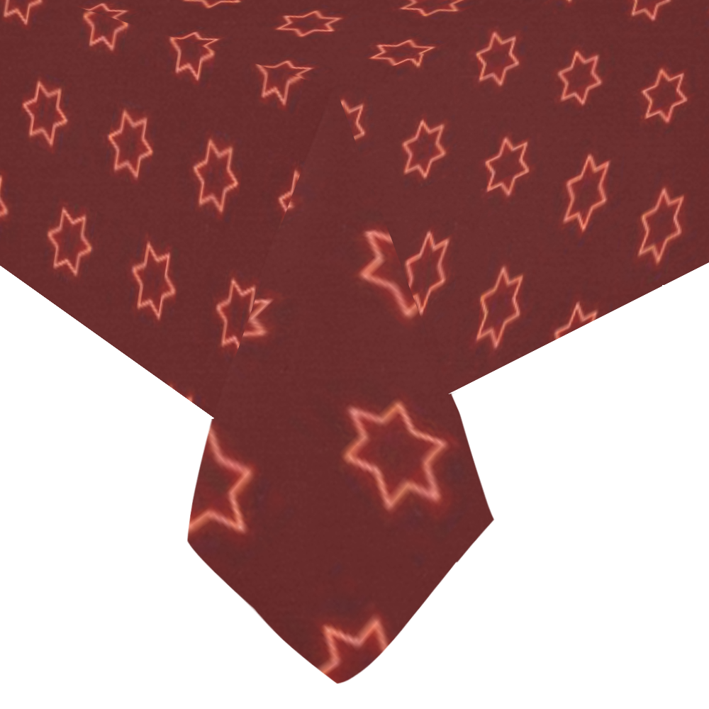 many stars red Cotton Linen Tablecloth 60"x120"