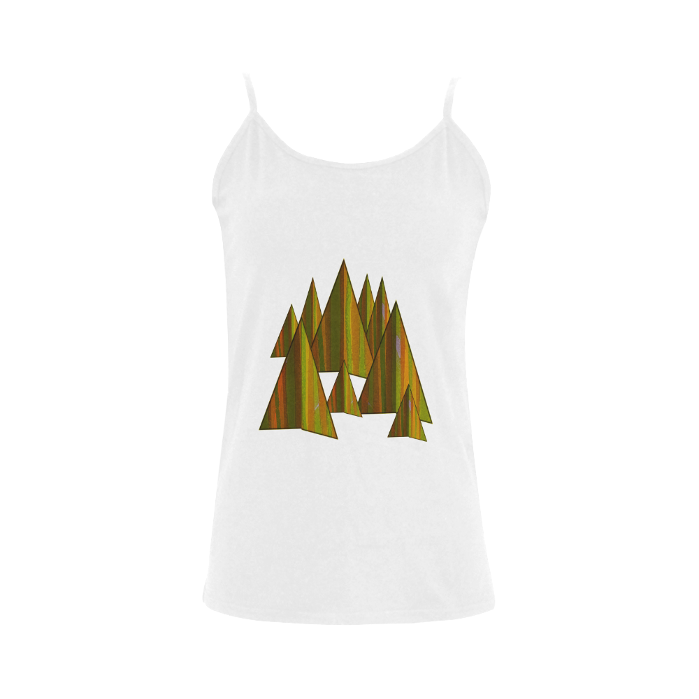 Autumn Gold and Green Triangle Peaks Women's Spaghetti Top (USA Size) (Model T34)