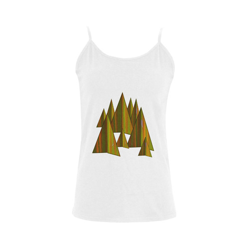 Autumn Gold and Green Triangle Peaks Women's Spaghetti Top (USA Size) (Model T34)