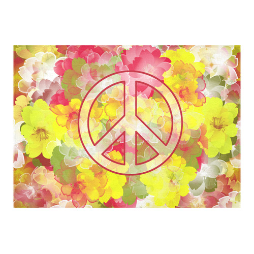 Flower Power Peace Cotton Linen Tablecloth 60"x 84"