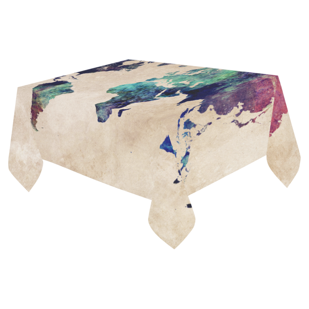 world map Cotton Linen Tablecloth 52"x 70"