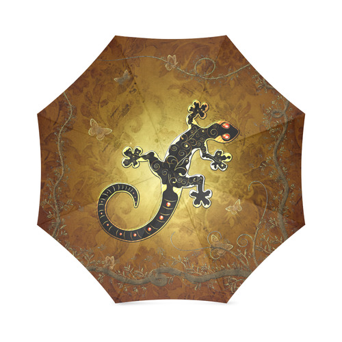 Gecko in gold and black Foldable Umbrella (Model U01)