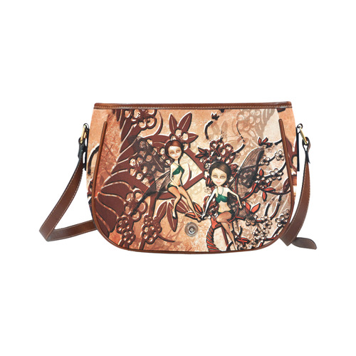 Cute, sweet fairys flying in a fantasy wood Saddle Bag/Small (Model 1649) Full Customization