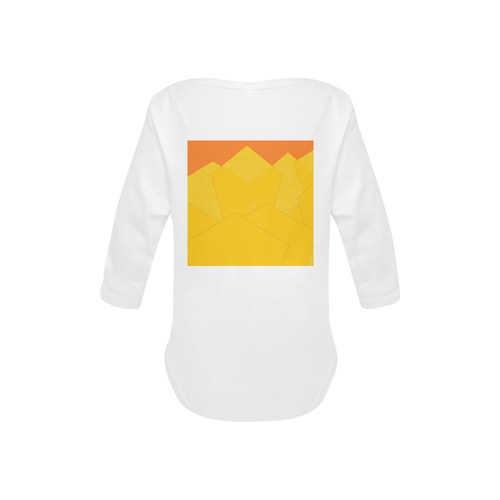 Yellow Abstract Octogonlal Flowers Baby Powder Organic Long Sleeve One Piece (Model T27)