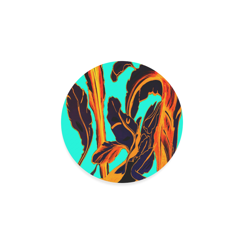 Blue Succulent fire teal Round Coaster