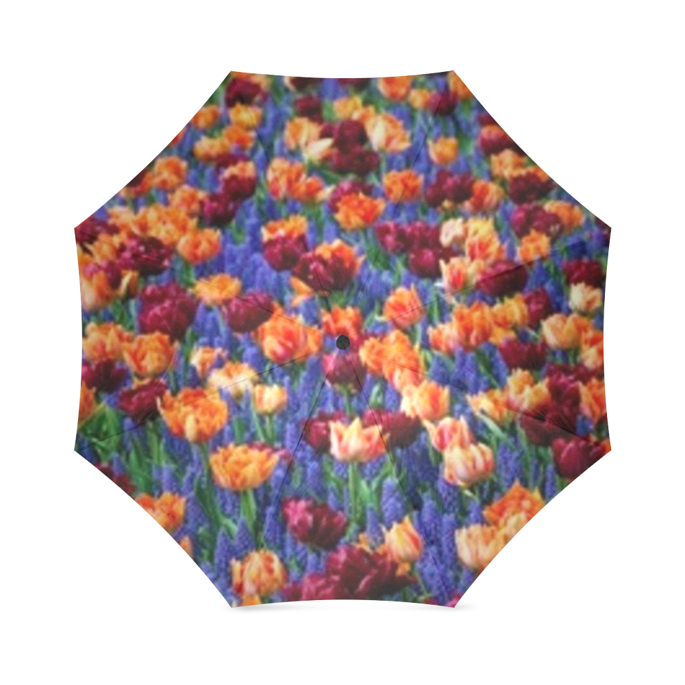 Colorful Tulips and Purple Hyacinth Foldable Umbrella (Model U01)