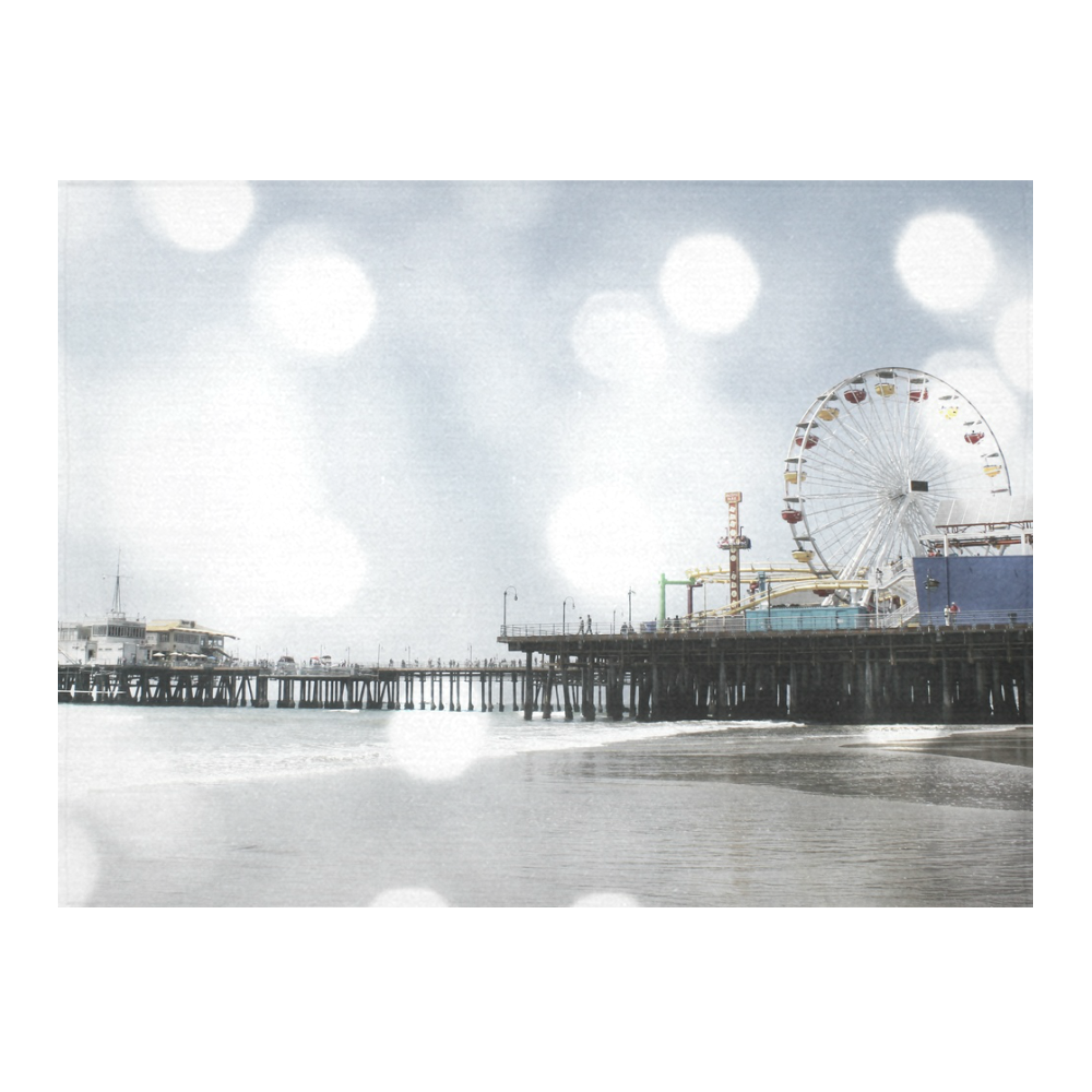 Sparkling Grey Santa Monica Pier Cotton Linen Tablecloth 52"x 70"