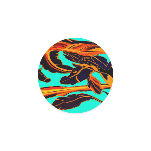 Blue Succulent fire teal Round Coaster
