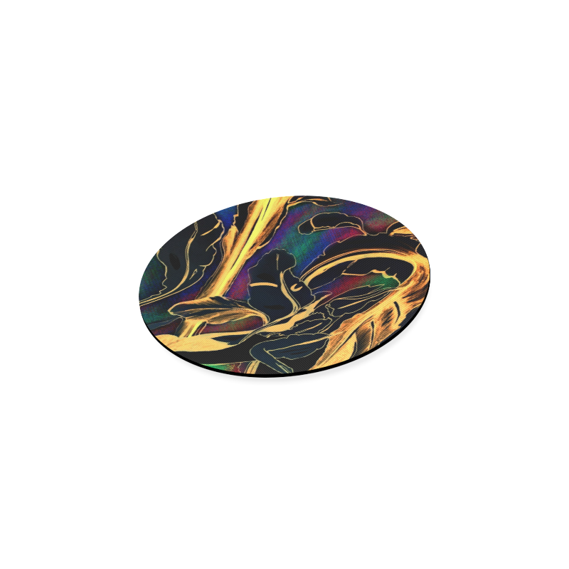 Blue Succulent Colorful golden night Round Coaster