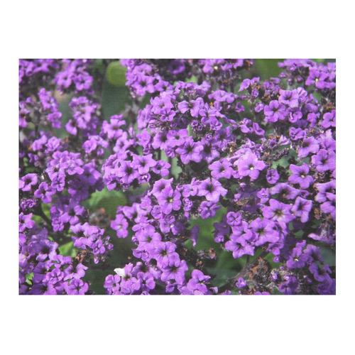 Purple Flowers Cotton Linen Tablecloth 52"x 70"
