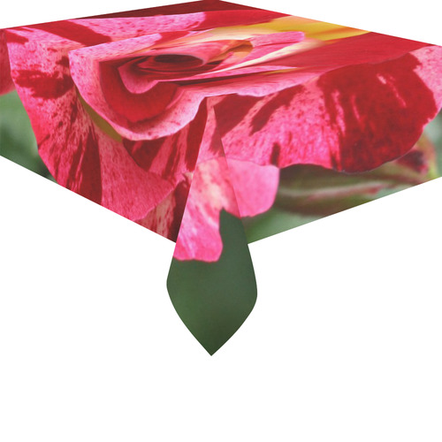 Pink Rose Cotton Linen Tablecloth 52"x 70"