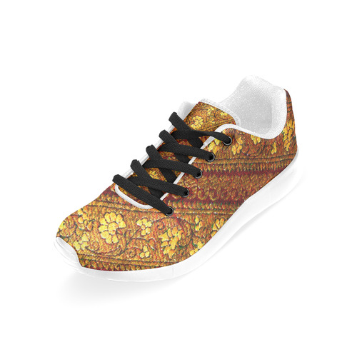 Vintage Indian Red Floral Pattern Women’s Running Shoes (Model 020)