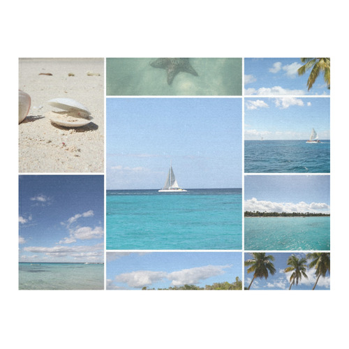 Isla Saona Caribbean Photo Collage Cotton Linen Tablecloth 52"x 70"