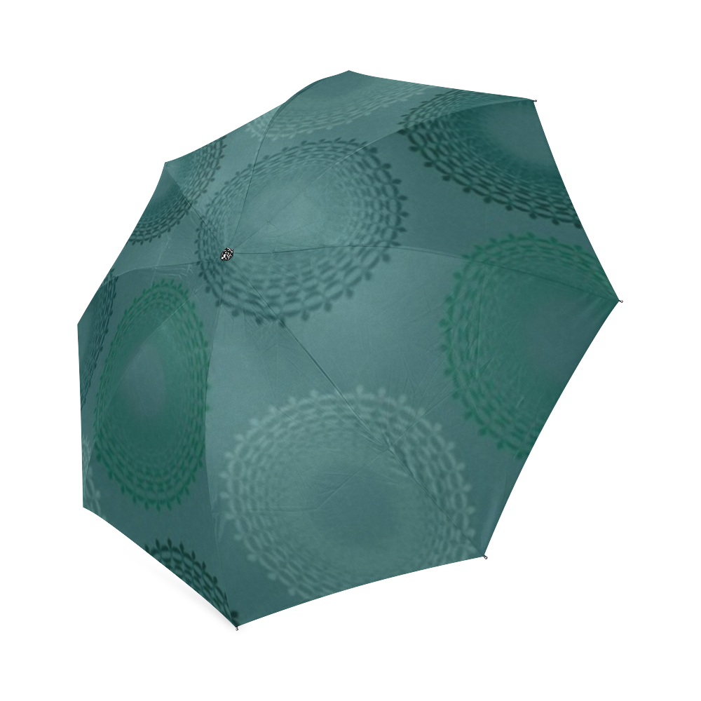 Jaded Teal Lace Doily Foldable Umbrella (Model U01)