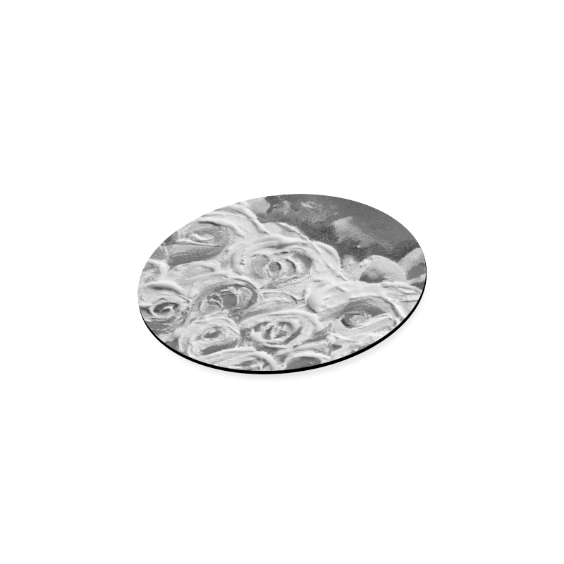 Roses on Fire Black and White Round Coaster