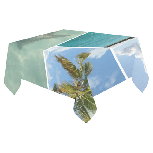 Caribbean Collage Cotton Linen Tablecloth 52"x 70"