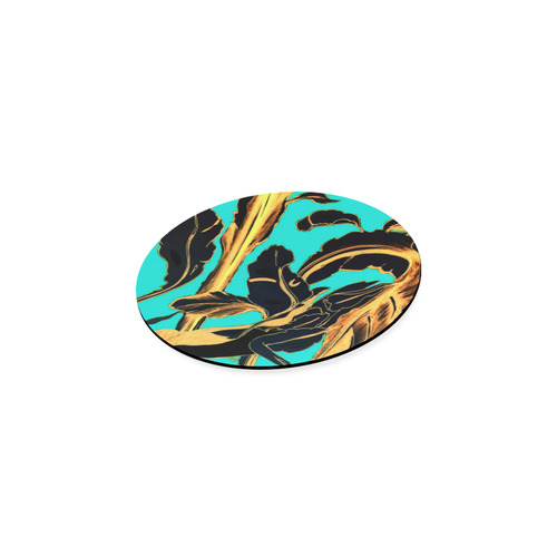 Blue Succulent gold teal Round Coaster