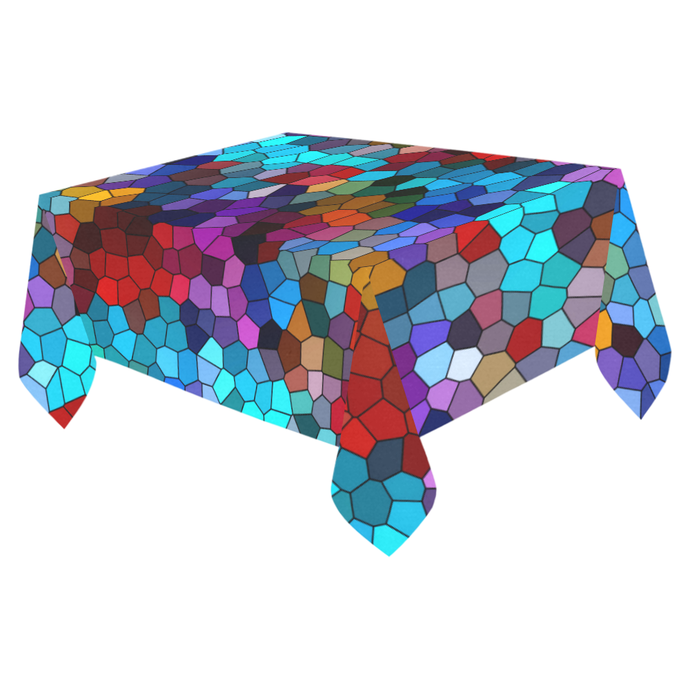 Colorful Mosaic Cotton Linen Tablecloth 52"x 70"