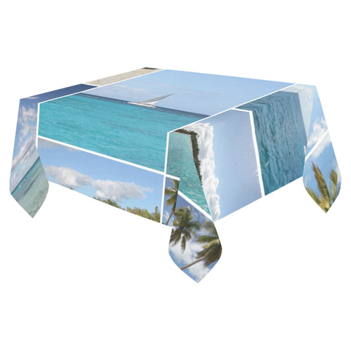 Isla Saona Caribbean Photo Collage Cotton Linen Tablecloth 52"x 70"