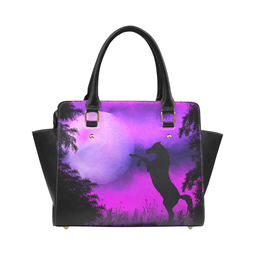 Purple sky with horse Classic Shoulder Handbag (Model 1653)