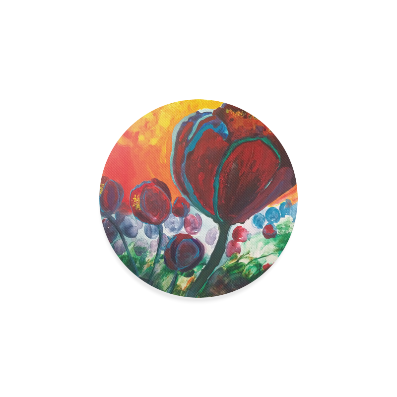 Blue High Tulips on Fire Round Coaster
