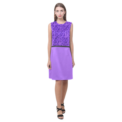 Vintage Floral Lace Leaf Amethyst Purple I Eos Women's Sleeveless Dress (Model D01)