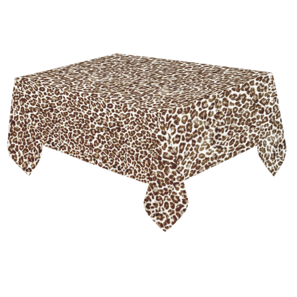 Snow Leopard Cotton Linen Tablecloth 60"x 84"