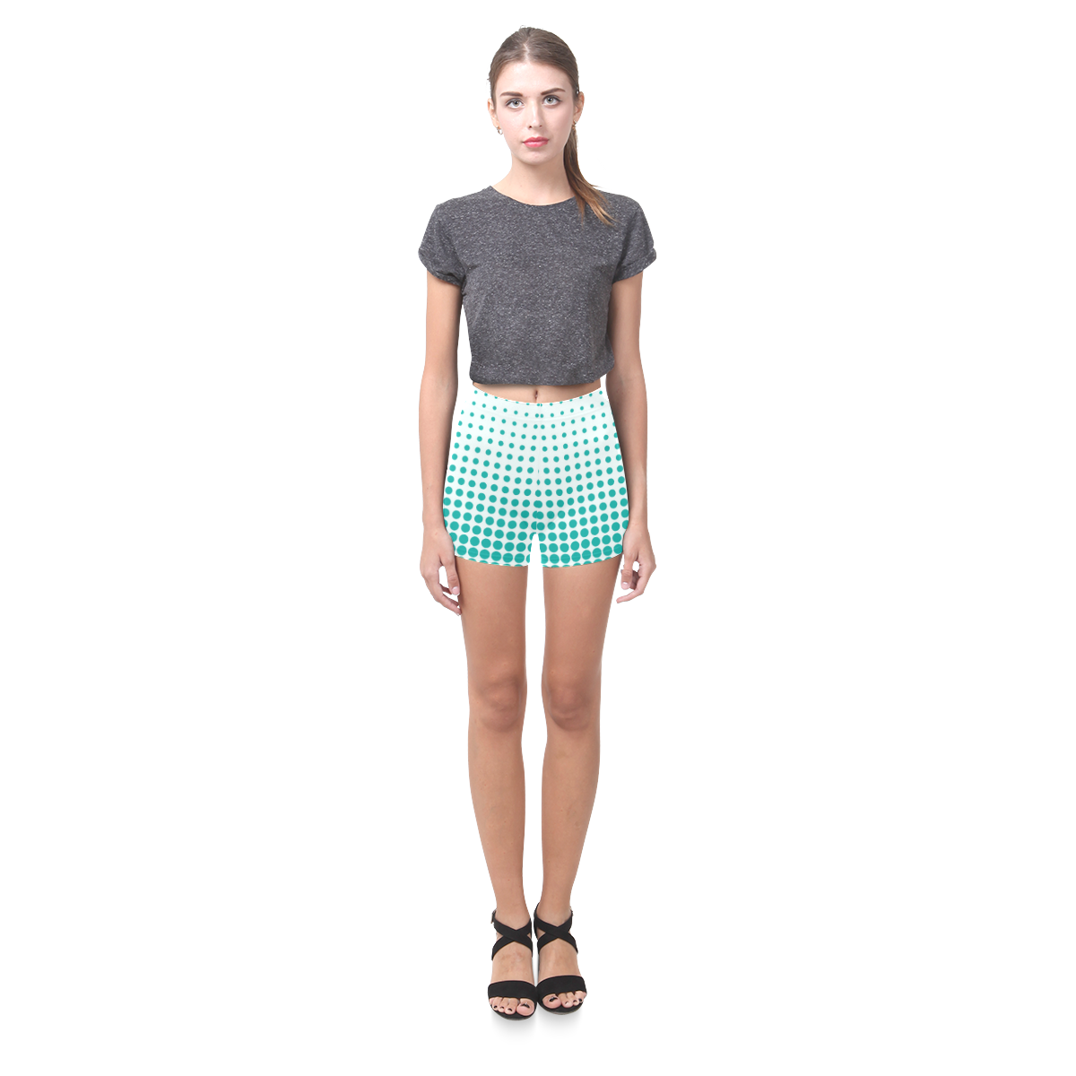 Cute Aqua Dots Pattern Briseis Skinny Shorts (Model L04)