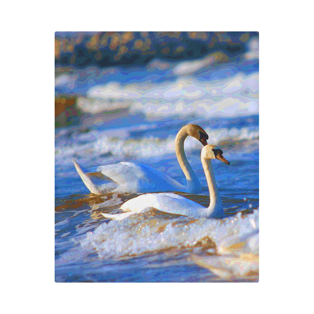 Swans Swimming Fine Nature Birds Duvet Cover 86"x70" ( All-over-print)