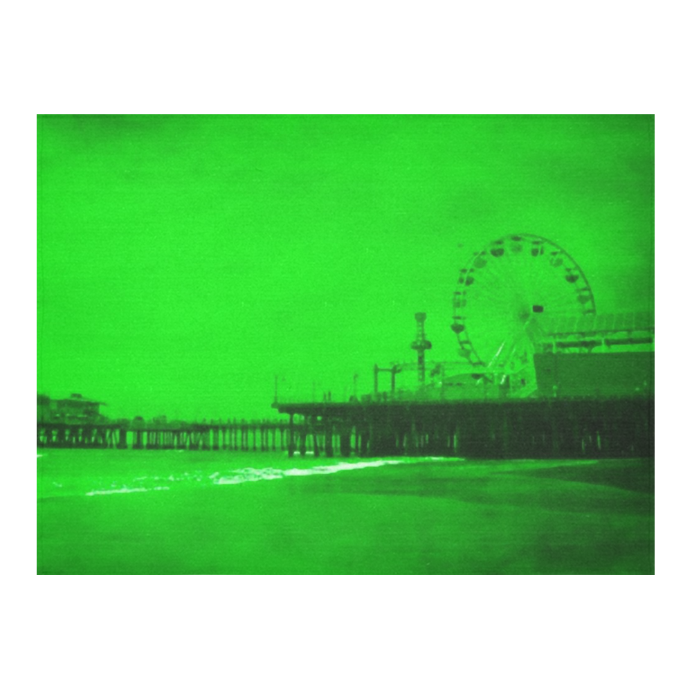 Ghostly Green Santa Monica Pier Cotton Linen Tablecloth 52"x 70"