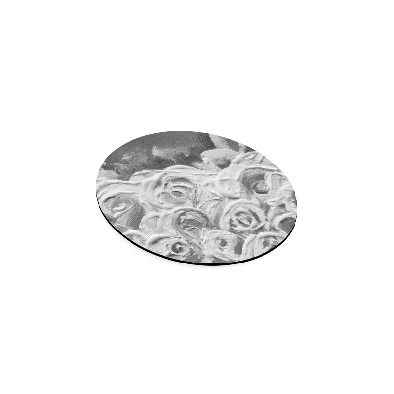 Roses on Fire Black and White Round Coaster