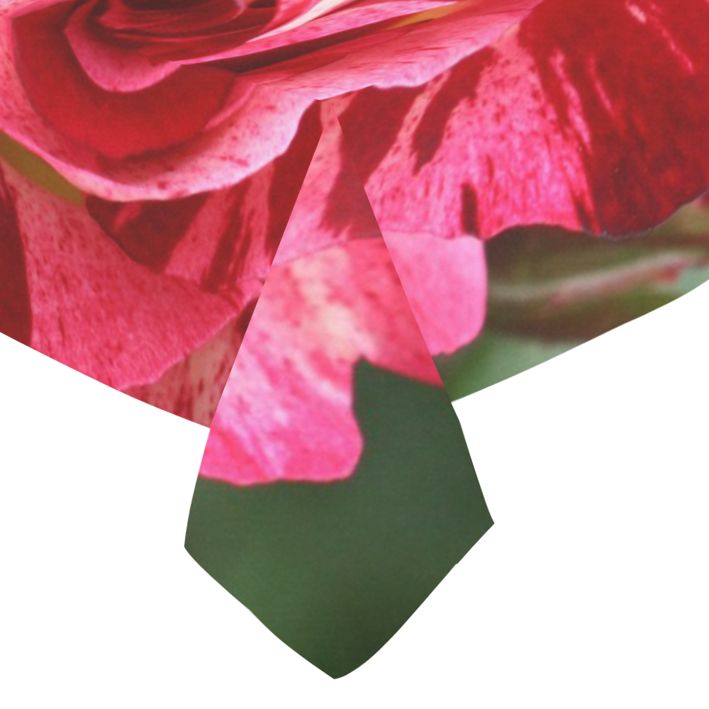 Pink Rose Cotton Linen Tablecloth 52"x 70"