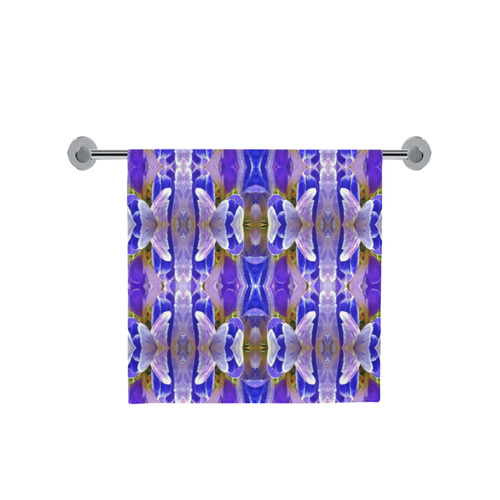 Blue White Abstract Flower Pattern Bath Towel 30"x56"