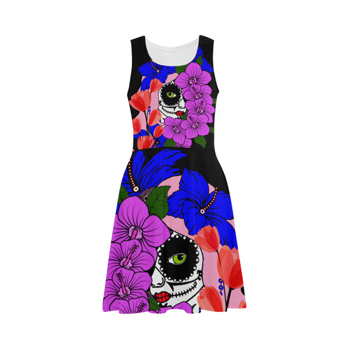 sugar skull n flowers Atalanta Sundress (Model D04)