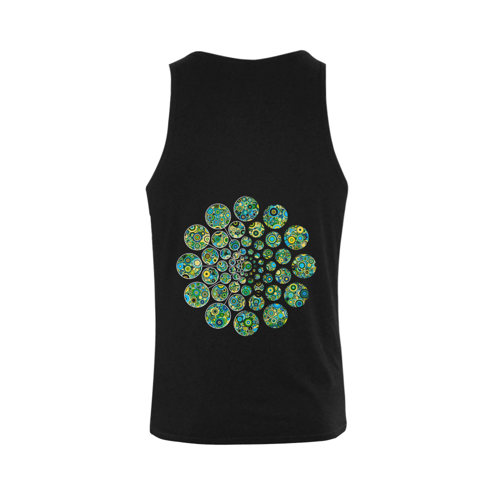 Flower Power CIRCLE Dots in Dots cyan yellow black Men's Shoulder-Free Tank Top (Model T33)