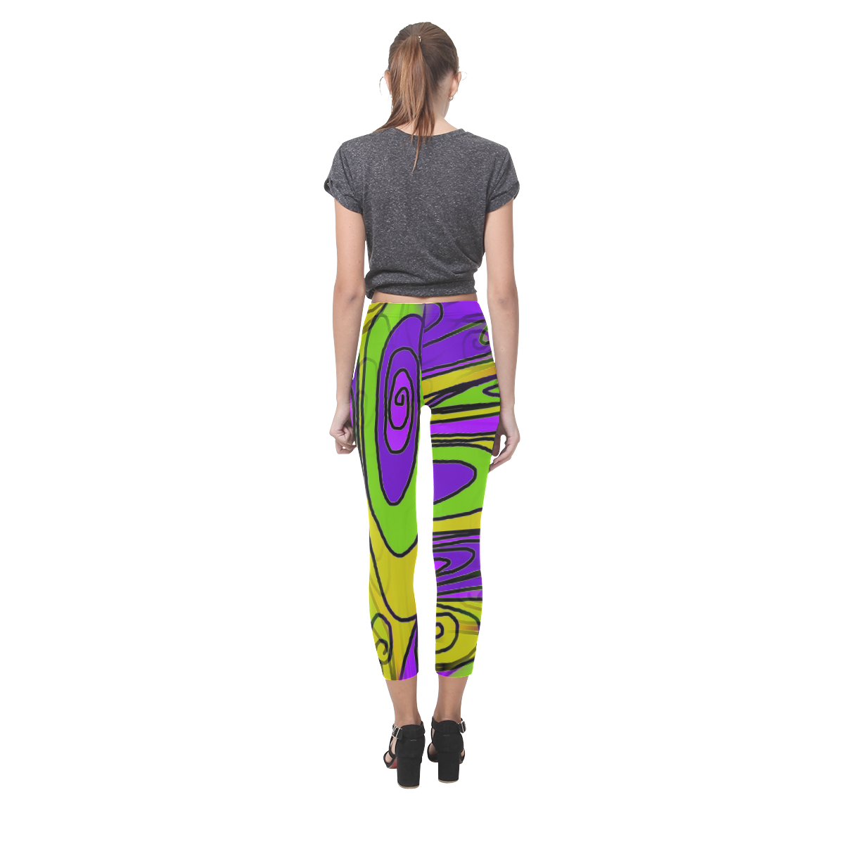 Purple Lime Mod Podge Capri Legging (Model L02)