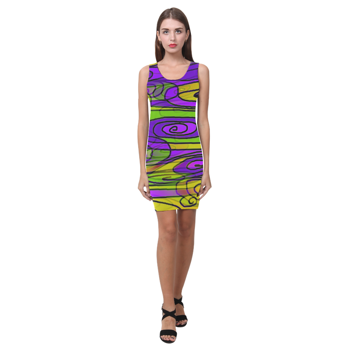 Purple Lime Mod Podge Medea Vest Dress (Model D06)