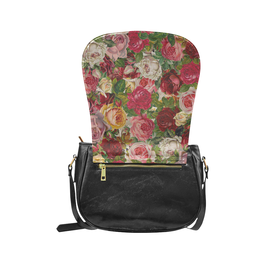 Floral Chintz Roses Pattern by ArtformDesigns Classic Saddle Bag/Small (Model 1648)
